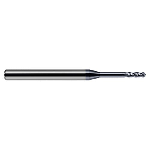 ‎0.04″ Dia. × 1/8″ Shank × 0.12″ DOC × 1-1/2″ OAL, Carbide AlTiN, Standard , 4 Flute, Ballnose End Mill - Exact Industrial Supply