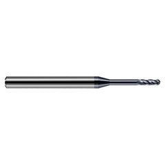 ‎0.04″ Dia. × 1/8″ Shank × 0.12″ DOC × 1-1/2″ OAL, Carbide AlTiN, Standard , 4 Flute, Ballnose End Mill - Exact Industrial Supply