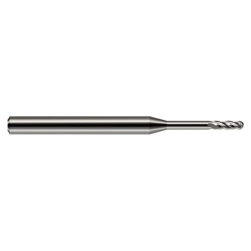 ‎0.05″ Dia. × 1/8″ Shank × 0.15″ DOC × 1-1/2″ OAL, Carbide Uncoated, Standard , 4 Flute, Ballnose End Mill - Exact Industrial Supply