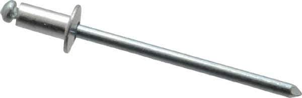 RivetKing - Size 42 Dome Head Aluminum Open End Blind Rivet - Steel Mandrel, 0.063" to 1/8" Grip, 1/4" Head Diam, 0.129" to 0.133" Hole Diam, 0.275" Length Under Head, 1/8" Body Diam - All Tool & Supply