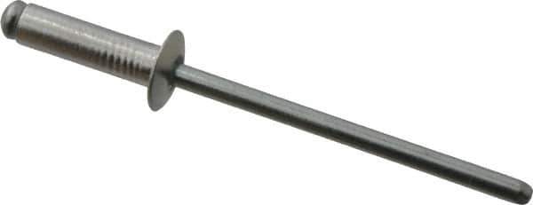 RivetKing - Size 45 Dome Head Aluminum Open End Blind Rivet - Steel Mandrel, 0.251" to 0.312" Grip, 1/4" Head Diam, 0.129" to 0.133" Hole Diam, 0.462" Length Under Head, 1/8" Body Diam - All Tool & Supply