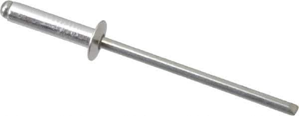 RivetKing - Size 46 Dome Head Aluminum Open End Blind Rivet - Steel Mandrel, 0.313" to 3/8" Grip, 1/4" Head Diam, 0.129" to 0.133" Hole Diam, 0.525" Length Under Head, 1/8" Body Diam - All Tool & Supply