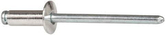 RivetKing - Size 54 Dome Head Aluminum Open End Blind Rivet - Steel Mandrel, 0.188" to 1/4" Grip, 0.312" Head Diam, 0.16" to 0.164" Hole Diam, 0.425" Length Under Head, 5/32" Body Diam - All Tool & Supply