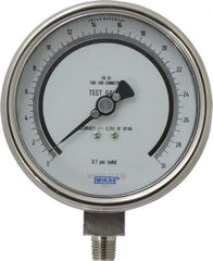 Wika - 4" Dial, 1/4 Thread, 0-30 Scale Range, Pressure Gauge - Lower Connection Mount, Accurate to 0.25% of Scale - All Tool & Supply