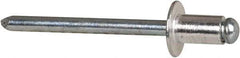 RivetKing - Size 62 Dome Head Aluminum Open End Blind Rivet - Steel Mandrel, 0.02" to 1/8" Grip, 3/8" Head Diam, 0.192" to 0.196" Hole Diam, 0.325" Length Under Head, 3/16" Body Diam - All Tool & Supply