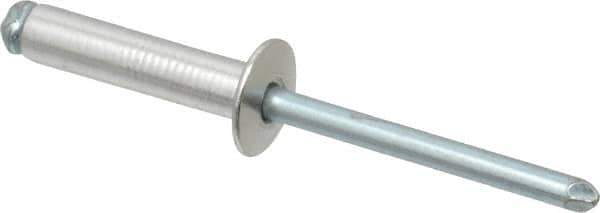 RivetKing - Size 610 Dome Head Aluminum Open End Blind Rivet - Steel Mandrel, 0.501" to 5/8" Grip, 3/8" Head Diam, 0.192" to 0.196" Hole Diam, 0.825" Length Under Head, 3/16" Body Diam - All Tool & Supply