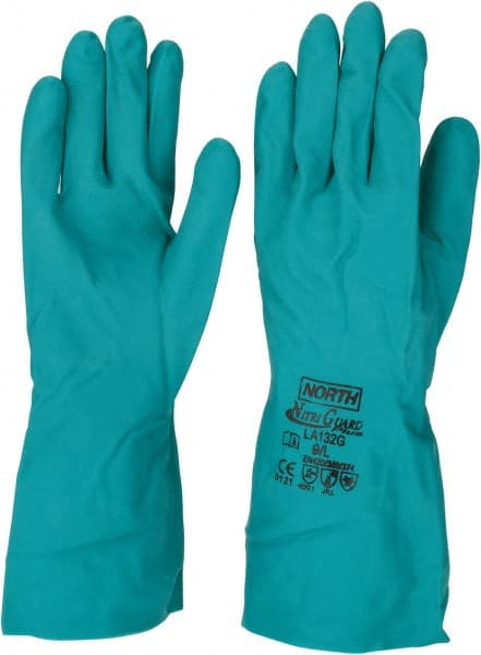 North - Size L (9), 13" Long, 15 mil Thick, Nitrile Chemical Resistant Gloves - Exact Industrial Supply