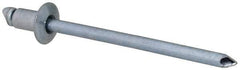 RivetKing - Size 41 Dome Head Steel Open End Blind Rivet - Steel Mandrel, 0.02" to 0.062" Grip, 1/4" Head Diam, 0.129" to 0.133" Hole Diam, 0.212" Length Under Head, 1/8" Body Diam - All Tool & Supply