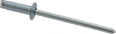 RivetKing - Size 44 Dome Head Steel Open End Blind Rivet - Steel Mandrel, 0.188" to 1/4" Grip, 1/4" Head Diam, 0.129" to 0.133" Hole Diam, 0.4" Length Under Head, 1/8" Body Diam - All Tool & Supply