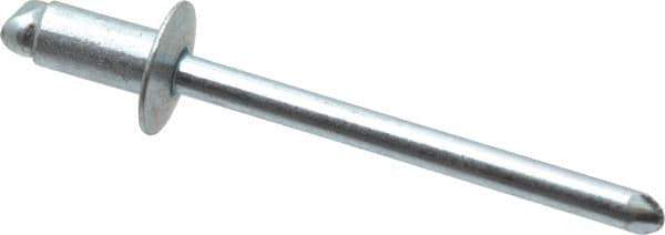 RivetKing - Size 52 Dome Head Steel Open End Blind Rivet - Steel Mandrel, 0.02" to 1/8" Grip, 0.312" Head Diam, 0.16" to 0.164" Hole Diam, 0.3" Length Under Head, 5/32" Body Diam - All Tool & Supply