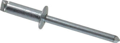 RivetKing - Size 66 Dome Head Steel Open End Blind Rivet - Steel Mandrel, 0.251" to 3/8" Grip, 3/8" Head Diam, 0.192" to 0.196" Hole Diam, 0.575" Length Under Head, 3/16" Body Diam - All Tool & Supply