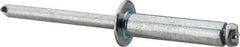 RivetKing - Size 610 Dome Head Steel Open End Blind Rivet - Steel Mandrel, 0.501" to 5/8" Grip, 3/8" Head Diam, 0.192" to 0.196" Hole Diam, 0.825" Length Under Head, 3/16" Body Diam - All Tool & Supply