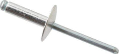 RivetKing - Size 68 Large Flange Dome Head Aluminum Open End Blind Rivet - Steel Mandrel, 0.376" to 1/2" Grip, 5/8" Head Diam, 0.192" to 0.196" Hole Diam, 0.7" Length Under Head, 3/16" Body Diam - All Tool & Supply