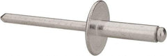 RivetKing - Size 68 Large Flange Dome Head Aluminum Open End Blind Rivet - Aluminum Mandrel, 0.376" to 1/2" Grip, 5/8" Head Diam, 0.192" to 0.196" Hole Diam, 0.7" Length Under Head, 3/16" Body Diam - All Tool & Supply