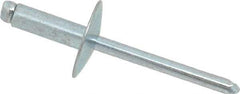 RivetKing - Size 66 Large Flange Dome Head Steel Open End Blind Rivet - Steel Mandrel, 0.251" to 3/8" Grip, 5/8" Head Diam, 0.192" to 0.196" Hole Diam, 0.575" Length Under Head, 3/16" Body Diam - All Tool & Supply