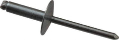 RivetKing - Size 68 Large Flange Dome Head Steel Open End Blind Rivet - Steel Mandrel, 0.376" to 1/2" Grip, 5/8" Head Diam, 0.192" to 0.196" Hole Diam, 0.7" Length Under Head, 3/16" Body Diam - All Tool & Supply