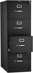 Hon - 18-1/4, 25" Wide x 52" High x 25" Deep, 4 Drawer Vertical File with Lock - Steel, Black - All Tool & Supply