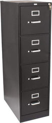 Hon - 15" Wide x 52" High x 25" Deep, 4 Drawer Vertical File with Lock - Steel, Black - All Tool & Supply