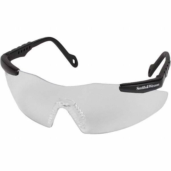 Smith & Wesson - Clear Lenses, Framed Safety Glasses - Scratch Resistant, Black Plastic Frame, Size Mini, Wrap Around - All Tool & Supply