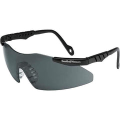 Smith & Wesson - Smoke Lenses, Framed Safety Glasses - Scratch Resistant, Black Plastic Frame, Size S, Wrap Around - All Tool & Supply