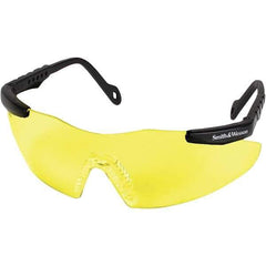 Smith & Wesson - Yellow Lenses, Framed Safety Glasses - Scratch Resistant, Black Plastic Frame, Size Universal, Wrap Around - All Tool & Supply