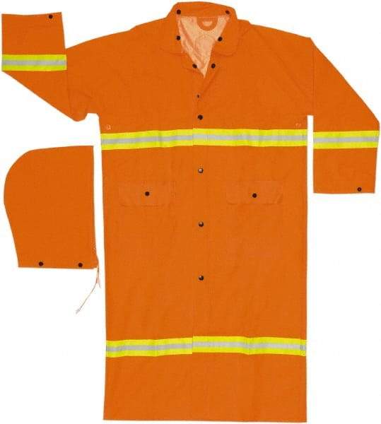 MCR Safety - Size M, High Visibility Orange, Rain Jacket - 2 Pockets, Attached Hood - All Tool & Supply