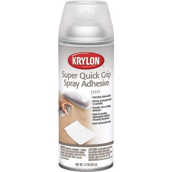 Krylon - 11 oz Aerosol Clear Spray Adhesive - Low Tack, 120°F Heat Resistance, 15 Sq Ft Coverage, Medium Strength Bond, 180 min Max Bonding Time, Flammable - All Tool & Supply