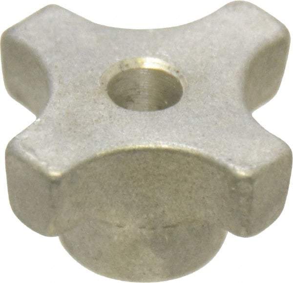 Made in USA - 1-1/8" Head Diam, 4 Point Lobed Knob - 1/4" Hole, Aluminum - All Tool & Supply