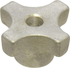 Made in USA - 1-1/8" Head Diam, 4 Point Lobed Knob - 1/4" Hole, Aluminum - All Tool & Supply