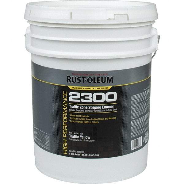 Rust-Oleum - 5 Gal Traffic Yellow Flat Finish Striping Paint - 410 to 540 Sq Ft per Gal, Interior/Exterior - All Tool & Supply