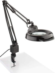 Electrix - 45 Inch, Spring Suspension, Clamp on, Fluorescent, Black, Magnifying Task Light - 22 Watt, 1.75x Magnification, 5 Inch Wide - All Tool & Supply