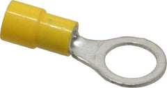 Made in USA - 12-10 AWG Fully Insulated Crimp Connection Circular Ring Terminal - 3/8" Stud, Copper Contact - All Tool & Supply