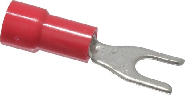 Made in USA - #6 Stud, 22 to 18 AWG Compatible, Fully Insulated, Crimp Connection, Standard Fork Terminal - All Tool & Supply