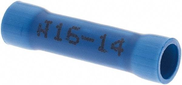 Made in USA - 16 to 14 AWG Compatible, Butt Splice Terminal - Blue - All Tool & Supply