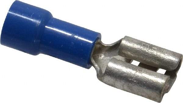 Made in USA - 16 to 14 AWG, Noninsulated, Female Wire Disconnect - 1/4 Inch Wide Tab, Blue - All Tool & Supply