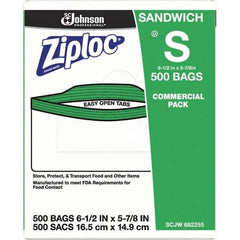 Ziploc - 500 Piece, 22 oz. Capacity, 6-1/2 Inch Long x 6 Inch Wide, Ziploc Sandwich Bag - 1.2 mil Thick, Rectangle Clear Plastic - All Tool & Supply