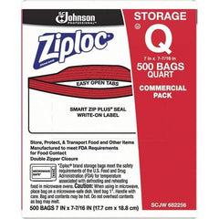 Ziploc - 500 Piece, 1 Quart Capacity, 8 Inch Long x 7 Inch Wide, Ziploc Storage Bag - 1.75 mil Thick, Rectangle Clear Plastic - All Tool & Supply