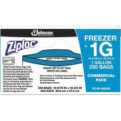 Ziploc - 250 Piece, 1 Gallon Capacity, 11 Inch Long x 10-1/2 Inch Wide, Ziploc Freezer Bag - 2.7 mil Thick, Rectangle Clear Plastic - All Tool & Supply