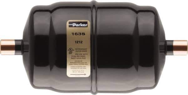 Parker - 1/2" Connection, 9" Long, Refrigeration Liquid Line Filter Dryer - 8" Cutout Length, 822/773 Drops Water Capacity - All Tool & Supply