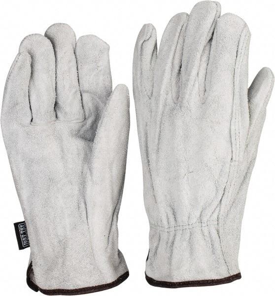 MCR Safety - Size L (9) Split Cowhide General Protection Work Gloves - For Work & Driver, Uncoated, Slip-On Cuff, Full Fingered, Gray/Brown, Paired - All Tool & Supply