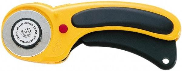 Olfa - Fixed Safety Cutter - 1.77" Tungsten Tool Steel Blade, Yellow & Black ABS Plastic with Elastomer Inset Handle, 1 Blade Included - All Tool & Supply