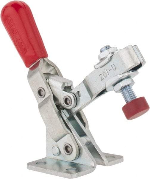 De-Sta-Co - 100 Lb Holding Capacity, Vertical Handle, Manual Hold Down Toggle Clamp - 55° Handle Movement, 100° Bar Opening, U-Bar, Flanged Base, Electro-Plated Zinc, Carbon Steel - All Tool & Supply