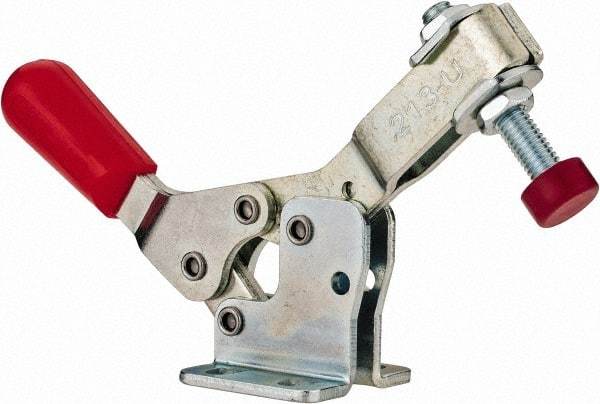 De-Sta-Co - 150 Lb Holding Capacity, Horizontal Handle, Manual Hold Down Toggle Clamp - 60° Handle Movement, 90° Bar Opening, U-Bar, Flanged Base, Electro-Plated Zinc, Carbon Steel - All Tool & Supply