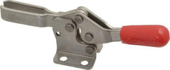 De-Sta-Co - 150 Lb Holding Capacity, Horizontal Handle, Manual Hold Down Toggle Clamp - 60° Handle Movement, 90° Bar Opening, U-Bar, Flanged Base, Electro-Plated Zinc, Stainless Steel - All Tool & Supply