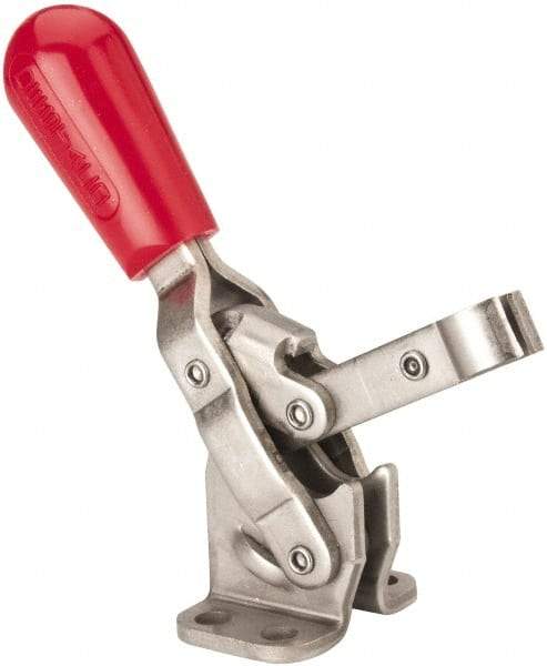 De-Sta-Co - 250 Lb Holding Capacity, Vertical Handle, Manual Hold Down Toggle Clamp - 65° Handle Movement, 105° Bar Opening, Solid Bar, Flanged Base, Electro-Plated Zinc, Stainless Steel - All Tool & Supply