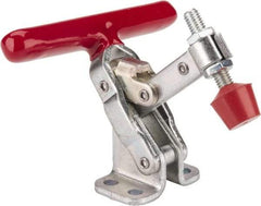 De-Sta-Co - 200 Lb Holding Capacity, Vertical Handle, Manual Hold Down Toggle Clamp - 65° Handle Movement, 105° Bar Opening, Solid Bar, Flanged Base, Electro-Plated Zinc, Carbon Steel - All Tool & Supply