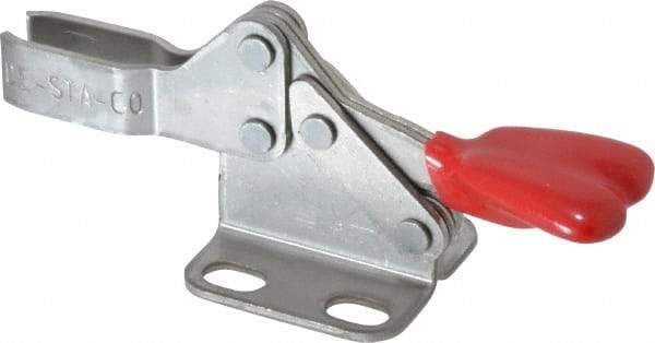 De-Sta-Co - 100 Lb Holding Capacity, Horizontal Handle, Manual Hold Down Toggle Clamp - 90° Handle Movement, 90° Bar Opening, U-Bar, Flanged Base, Electro-Plated Zinc, Stainless Steel - All Tool & Supply