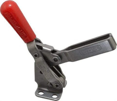 De-Sta-Co - 450 Lb Holding Capacity, Vertical Handle, Manual Hold Down Toggle Clamp - 57° Handle Movement, 99° Bar Opening, U-Bar, Flanged Base, Electro-Plated Zinc, Stainless Steel - All Tool & Supply