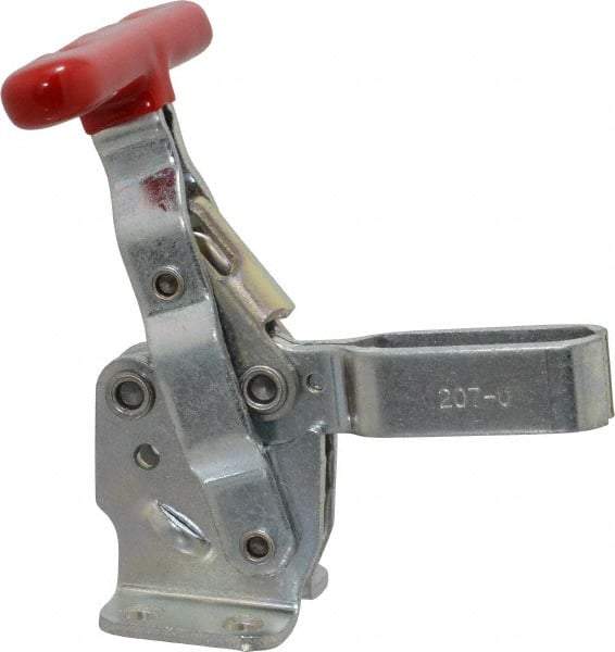 De-Sta-Co - 375 Lb Holding Capacity, Vertical Handle, Manual Hold Down Toggle Clamp - 57° Handle Movement, 99° Bar Opening, U-Bar, Flanged Base, Electro-Plated Zinc, Carbon Steel - All Tool & Supply