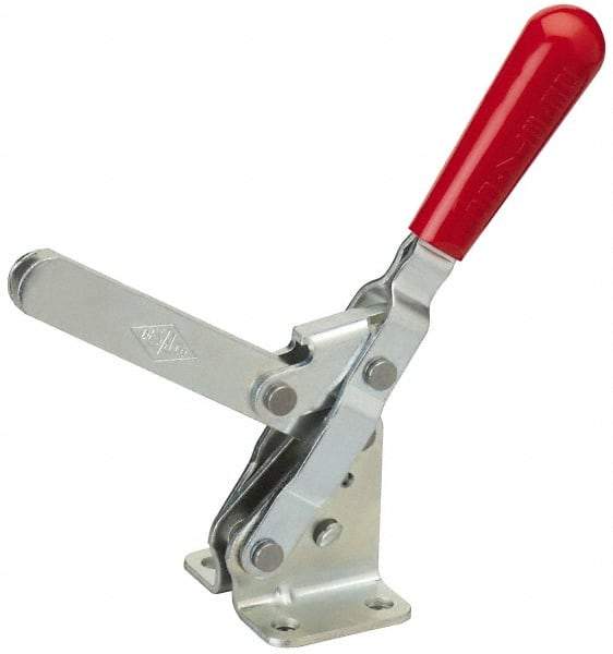 De-Sta-Co - 750 Lb Holding Capacity, Vertical Handle, Manual Hold Down Toggle Clamp - 58° Handle Movement, 103° Bar Opening, U-Bar, Flanged Base, Electro-Plated Zinc, Stainless Steel - All Tool & Supply